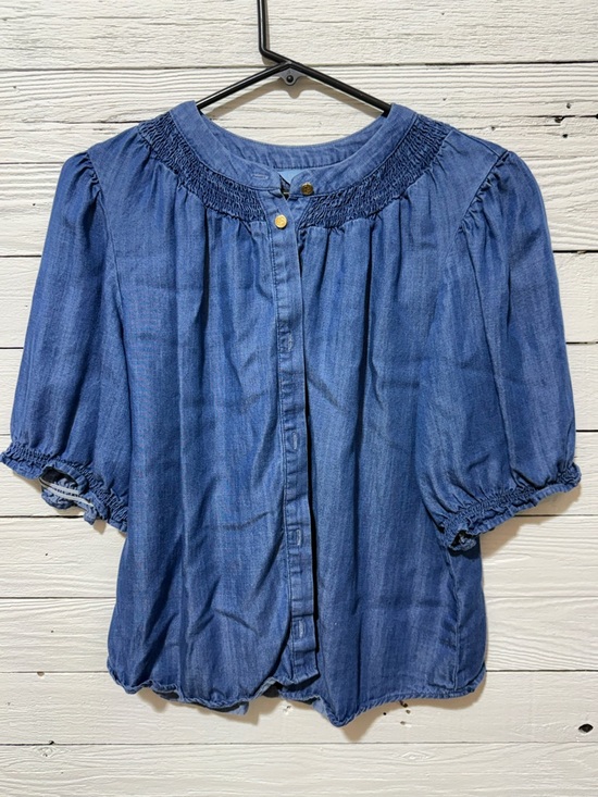 Draper James Tops - Draper James Indigo Denim-Look Smocked Yoke Blouse